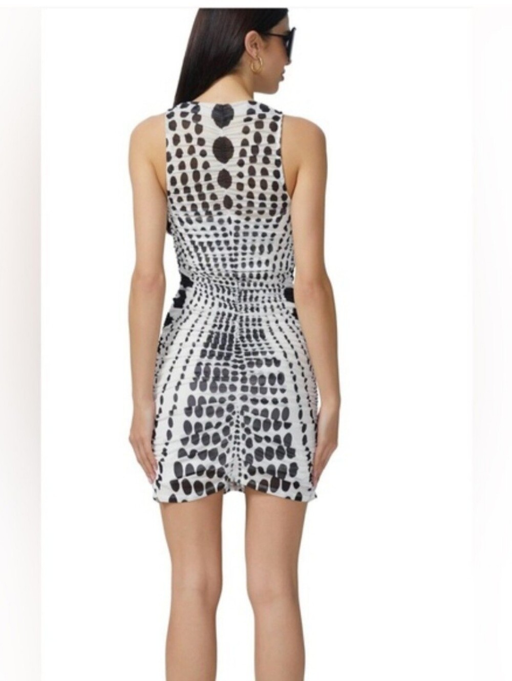 AFRM Black & White Dot-Print Bodycon Illusion Dress